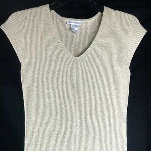 Wasserman Women's Capsleeve Top Gold Silk/Cotton/polyester Sz S